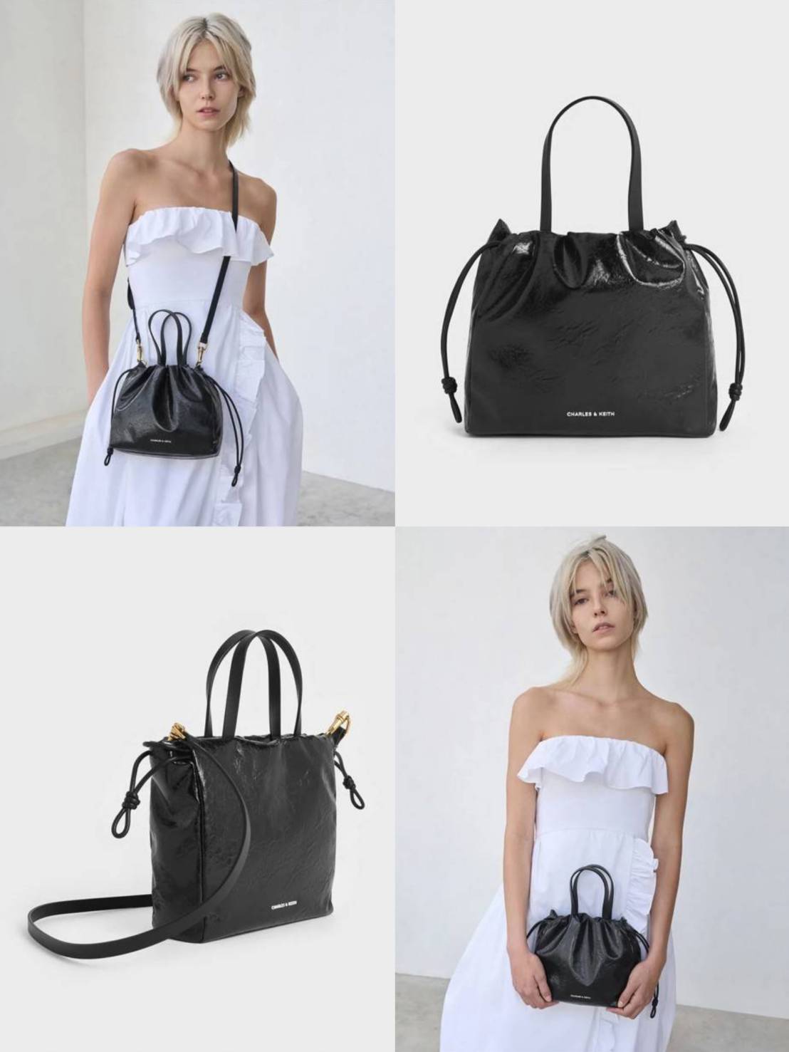 [Pre-order] Charles & Keith Black Drawstring Tote Bag