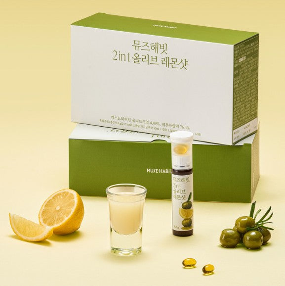 [Pre-order] MUSE'HABIT 2-in-1 Olive Lemon Drink (Korea) 14 bottles/box