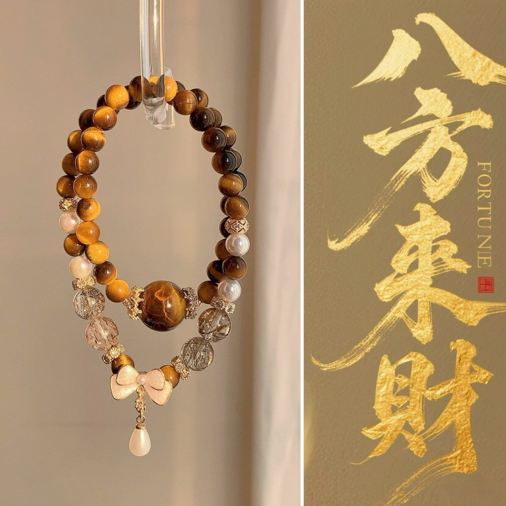[Pre-orders close on 1/5] Daily Income Gold Overlord Yellow Tiger Eye × Black Gold Double Circle Crystal Bracelet
