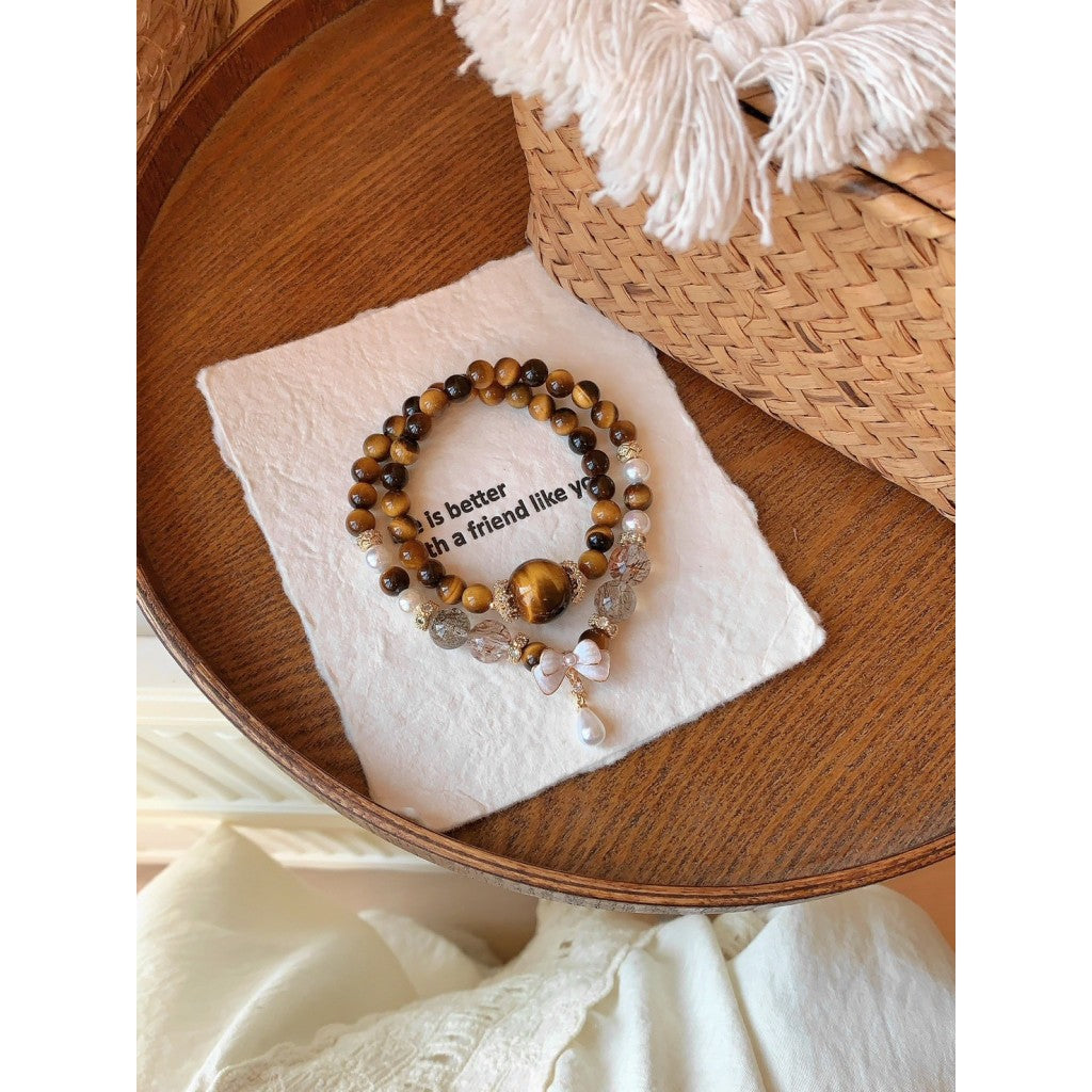 [Pre-orders close on 1/5] Daily Income Gold Overlord Yellow Tiger Eye × Black Gold Double Circle Crystal Bracelet