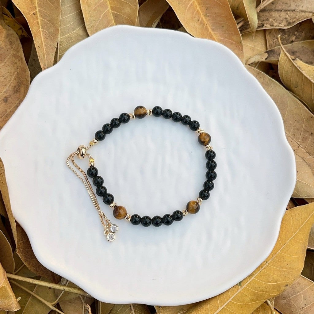 [Pre-orders close on 1/5] Obsidian and Yellow Tiger's Eye Wealth-Attracting and Evil-Worshipping Bracelet