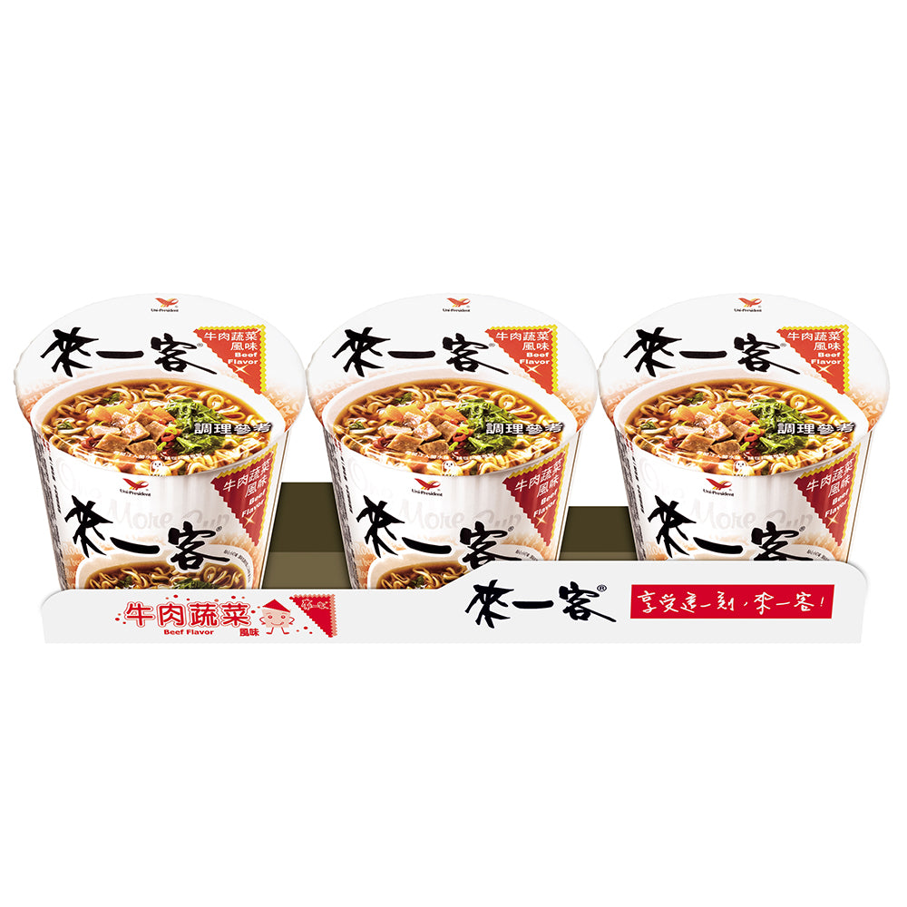 統一來一客杯麵(牛肉蔬菜風味) 65g 3入