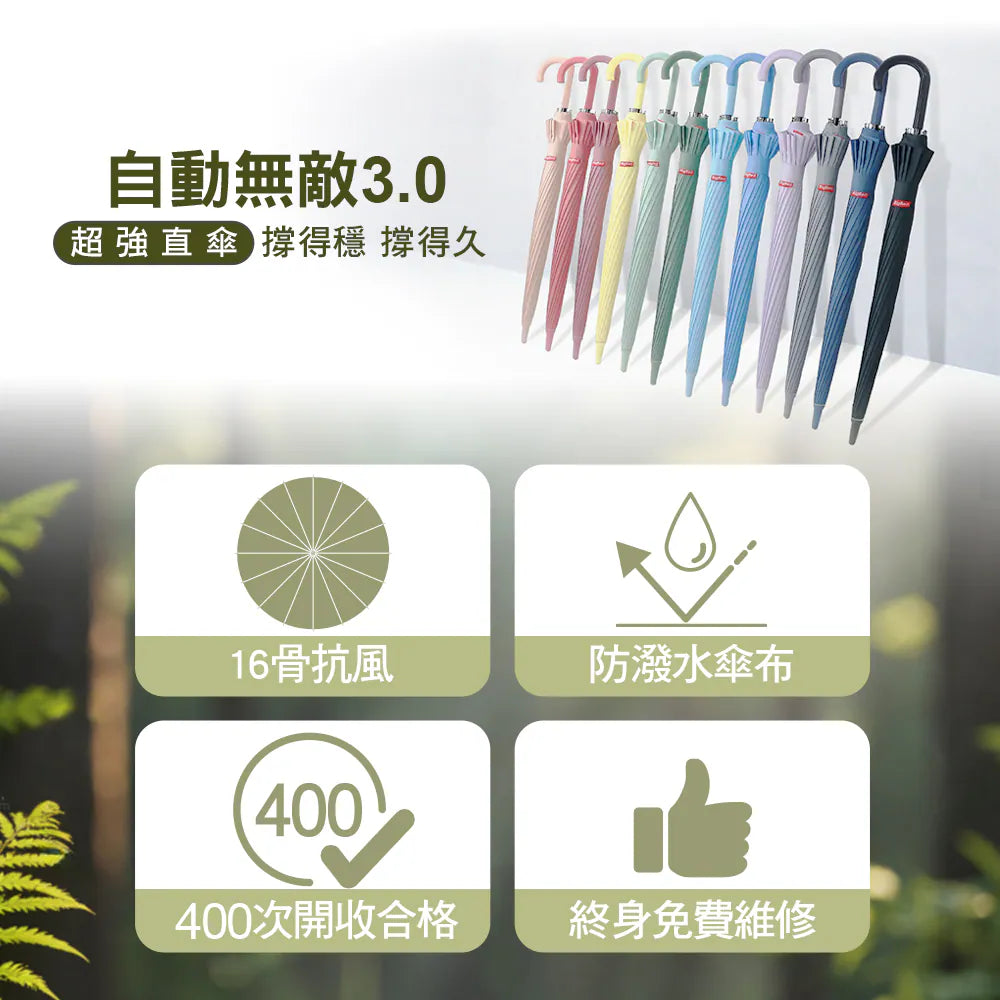 [Pre-order] BigRed Taiwan Umbrella King Wind-resistant 16-rib Automatic Straight Umbrella 65CM