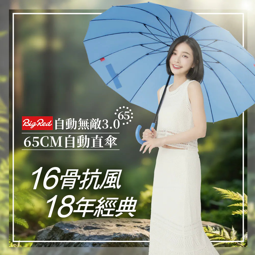 [Pre-order] BigRed Taiwan Umbrella King Wind-resistant 16-rib Automatic Straight Umbrella 65CM